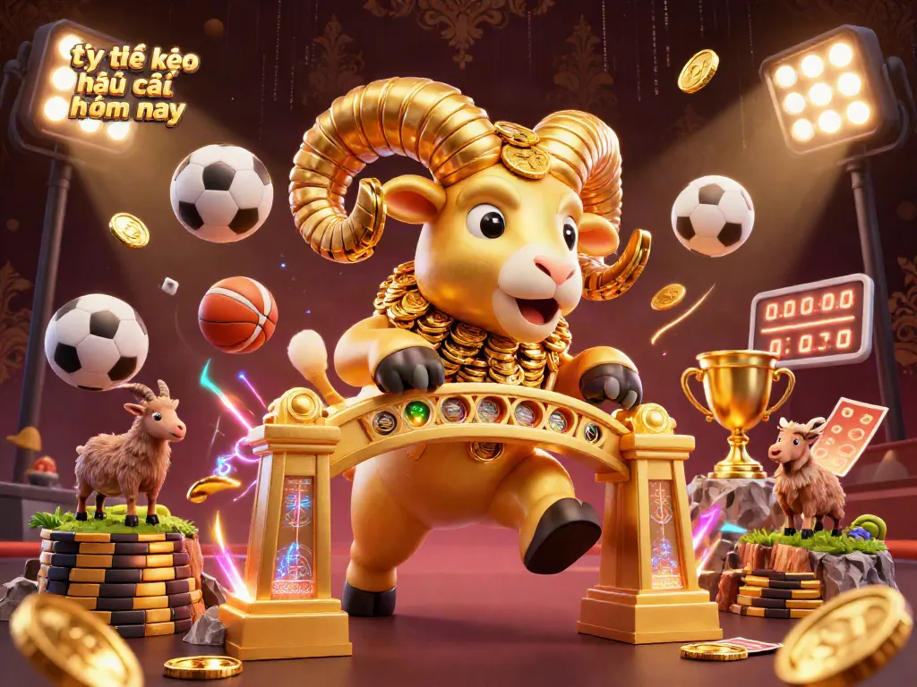 Engage with tỷ lệ kèo nhà cái hôm nay through dynamic sports betting action illustrated with 3D cartoon characters and elements.